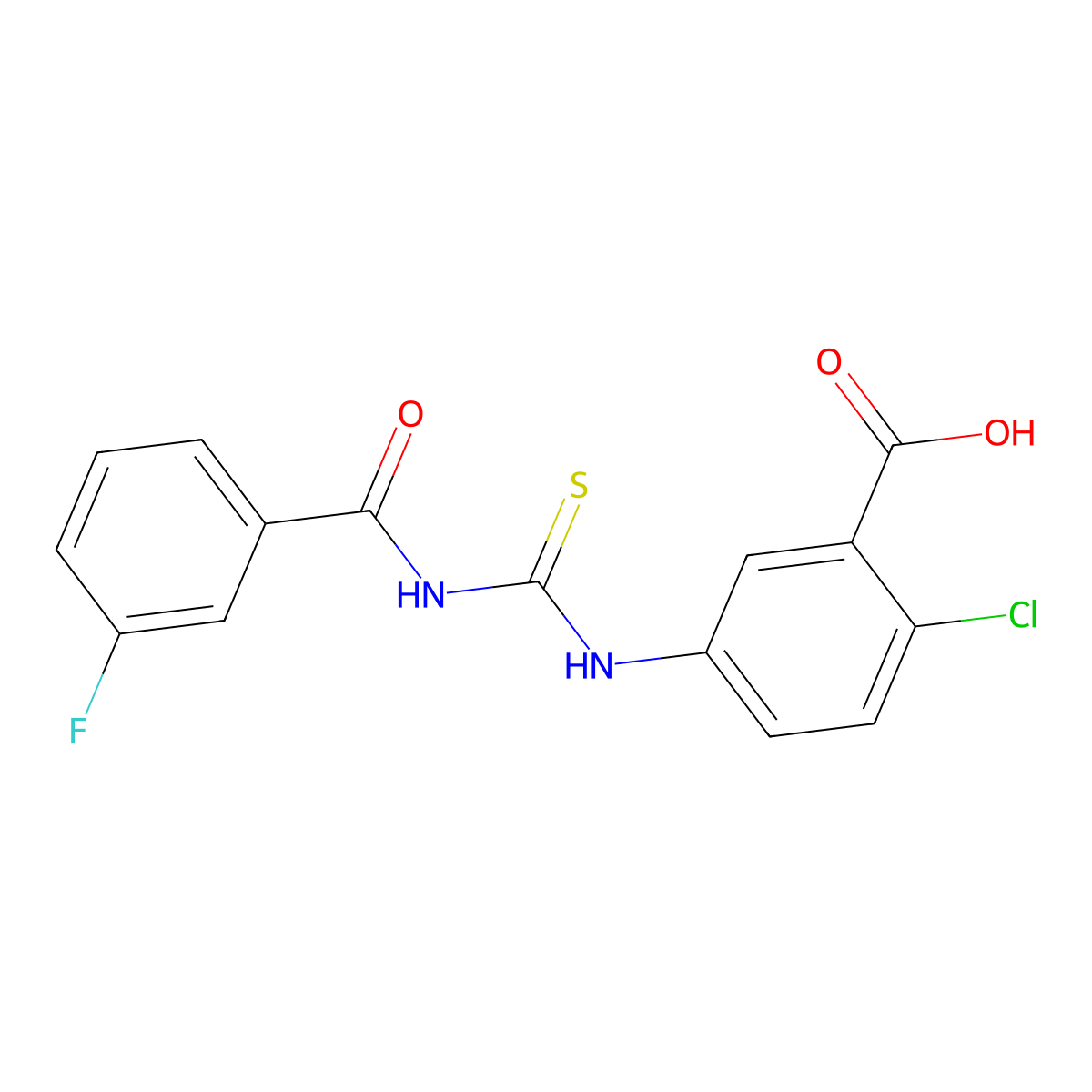 2-Chloro-5-({[(3-fluorophenyl)carbonyl]carbamothioyl}amino)benzoic acid molecular structure, CAS 531547-89-4