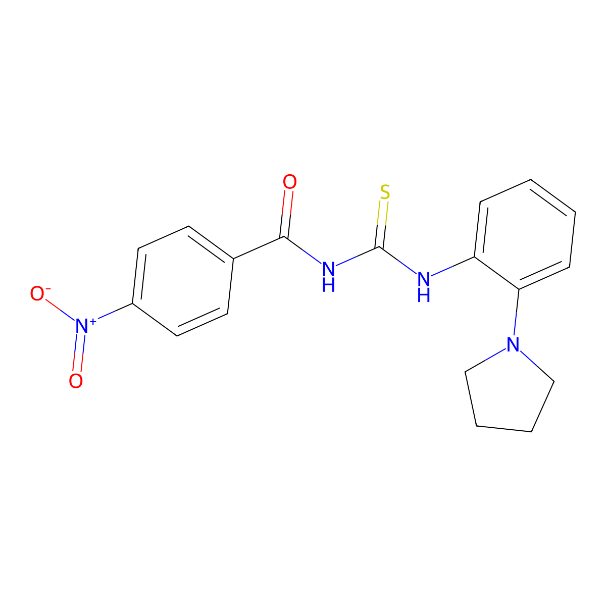 4-nitro-N-[(2-pyrrolidin-1-ylphenyl)carbamothioyl]benzamide molecular structure, CAS 531547-95-2