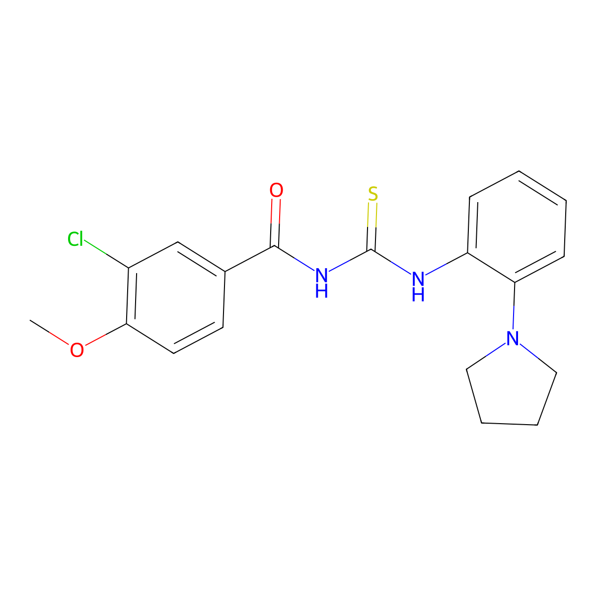 3-chloro-4-methoxy-N-[(2-pyrrolidin-1-ylphenyl)carbamothioyl]benzamide molecular structure, CAS 531547-96-3