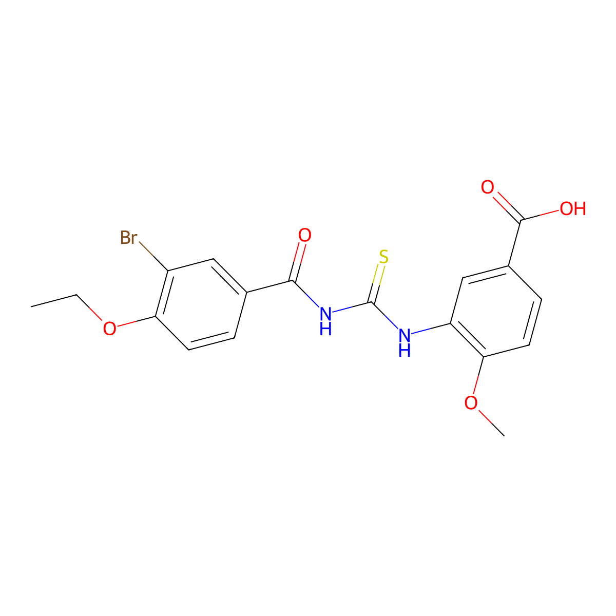 3-({[(3-Bromo-4-ethoxyphenyl)carbonyl]carbamothioyl}amino)-4-methoxybenzoic acid molecular structure, CAS 531547-99-6