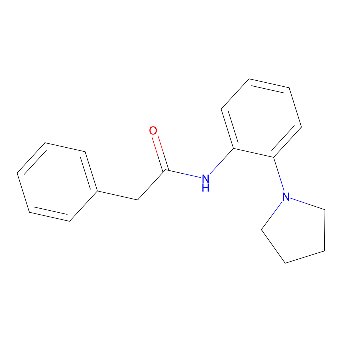 2-phenyl-N-[2-(pyrrolidin-1-yl)phenyl]acetamide molecular structure, CAS 531548-34-2