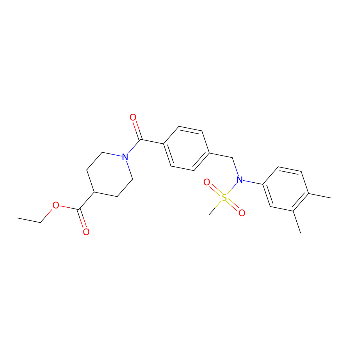 Ethyl 1-[(4-{[(3,4-dimethylphenyl)(methylsulfonyl)amino]methyl}phenyl)carbonyl]piperidine-4-carboxylate molecular structure, CAS 531548-59-1