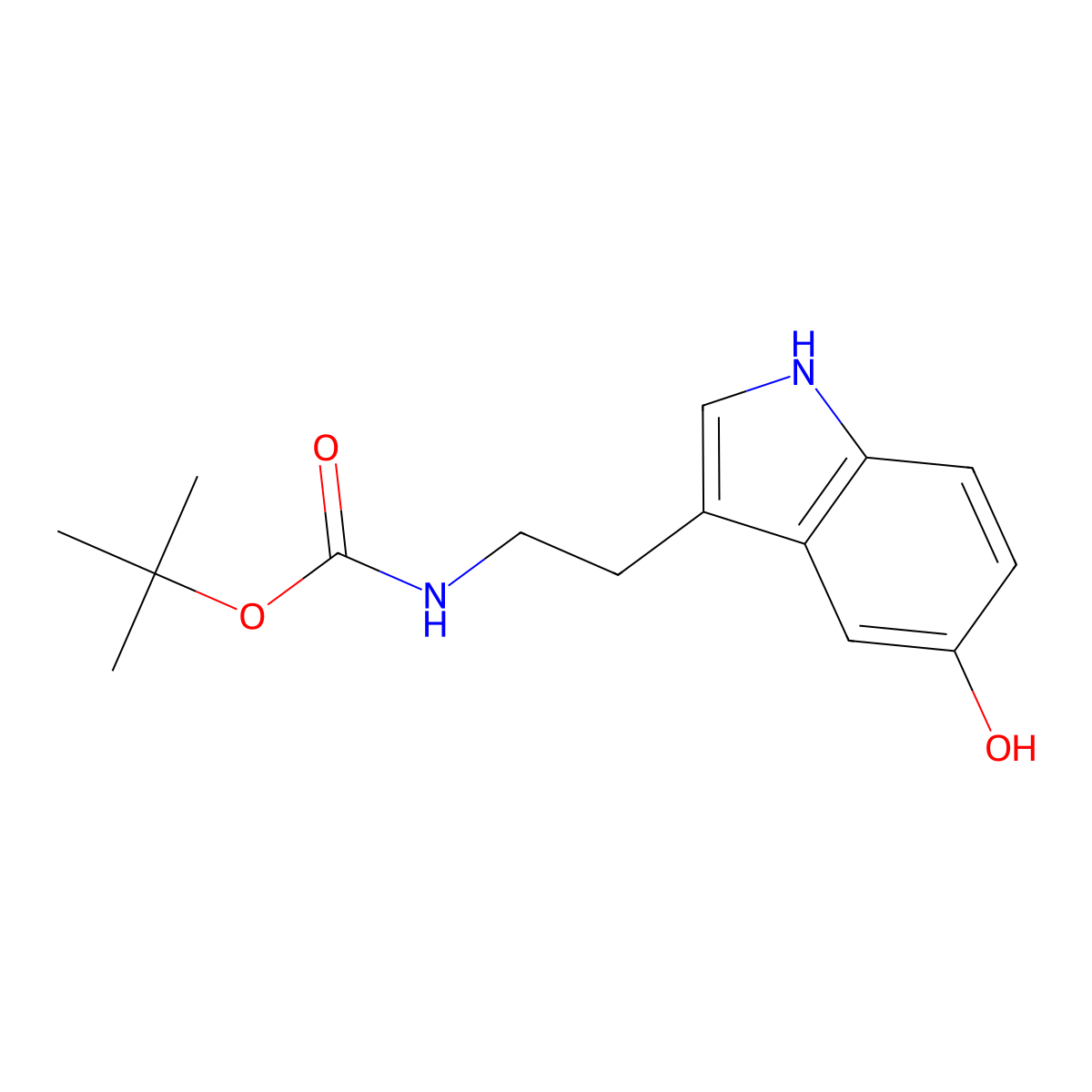tert-butyl 2-(5-hydroxy-1H-indol-3-yl)ethylcarbamate molecular structure, CAS 53157-48-5