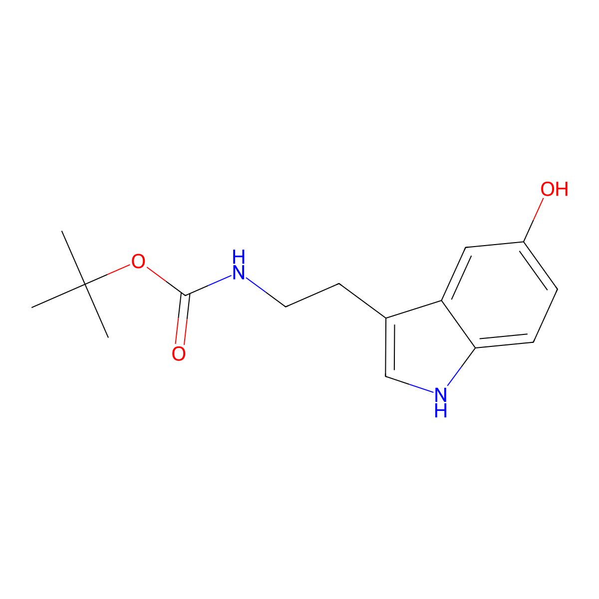 tert-butyl 2-(5-hydroxy-1H-indol-3-yl)ethylcarbamate molecular structure, CAS 53157-48-5