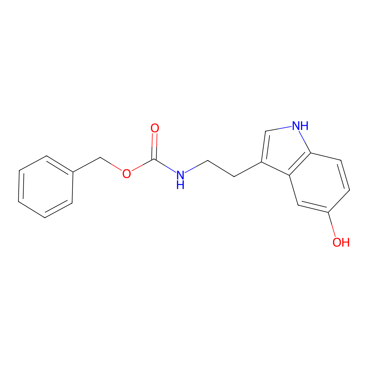 Benzyl (2-(5-hydroxy-1H-indol-3-yl)ethyl)carbamate molecular structure, CAS 53157-50-9