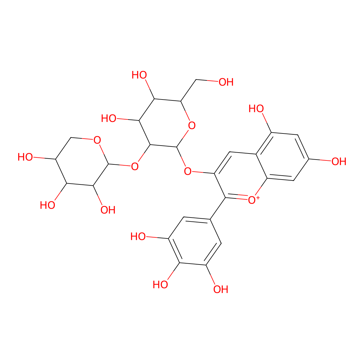 Delphinidin 3-sambubioside molecular structure, CAS 53158-73-9