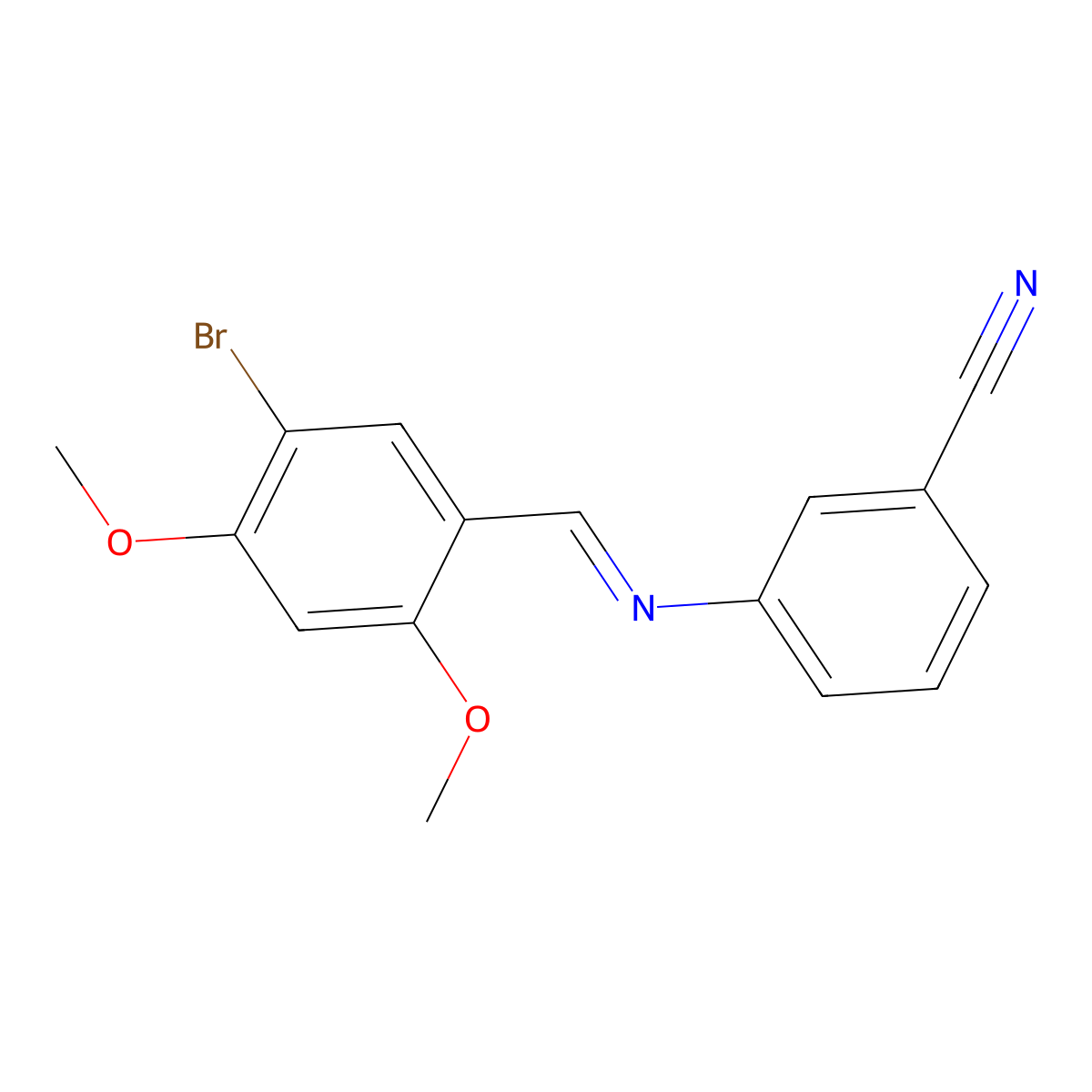 3-[(5-Bromo-2,4-dimethoxybenzylidene)amino]benzonitrile molecular structure, CAS 5316-21-2