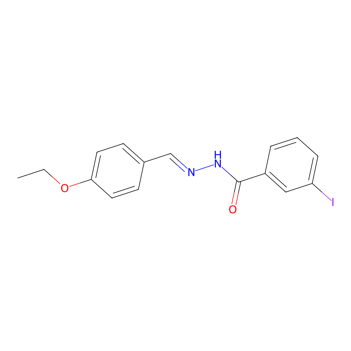 N-[(4-Ethoxyphenyl)methylideneamino]-3-iodo-benzamide molecular structure, CAS 5316-48-3