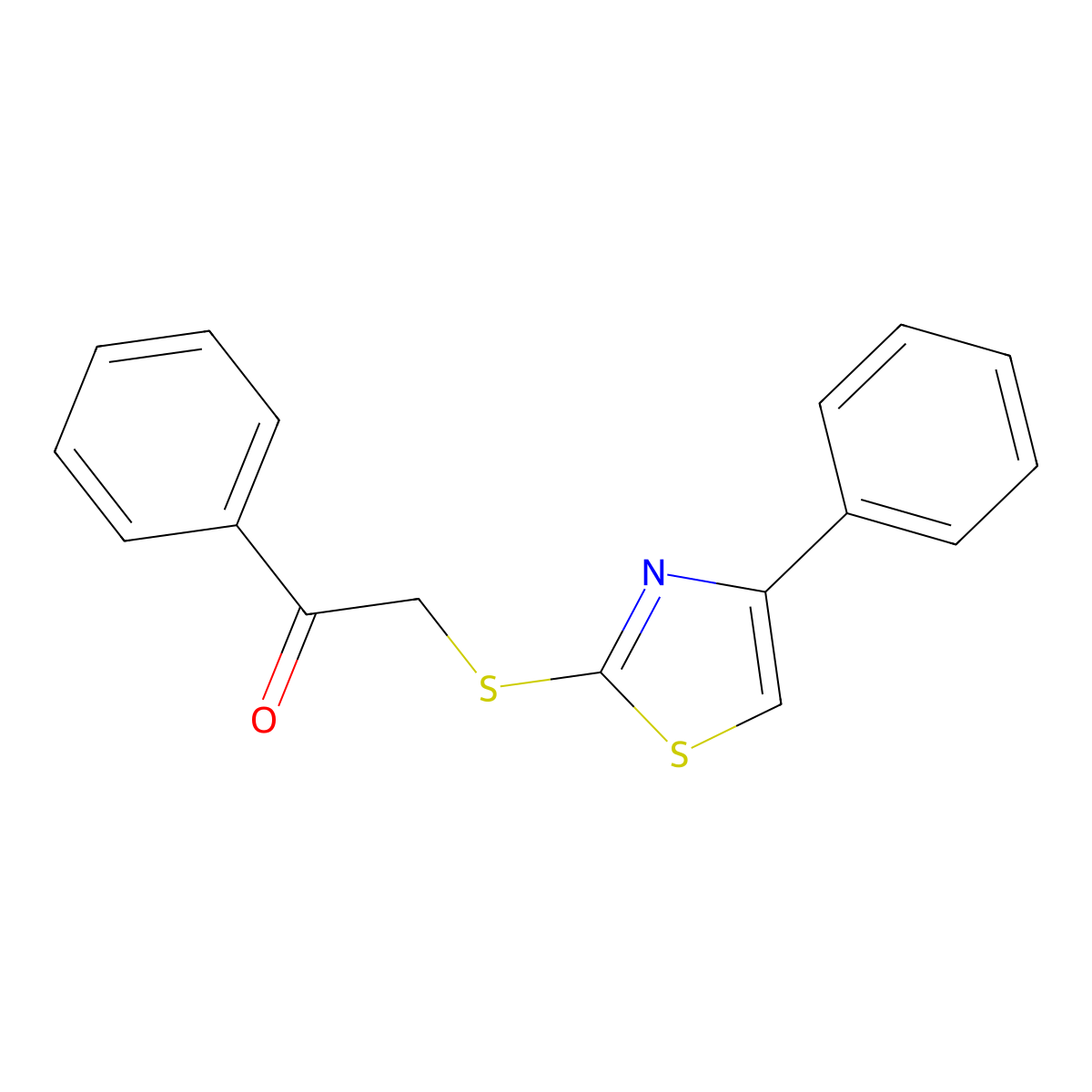 1-Phenyl-2-[(4-phenyl-1,3-thiazol-2-yl)sulfanyl]ethanone molecular structure, CAS 5316-75-6