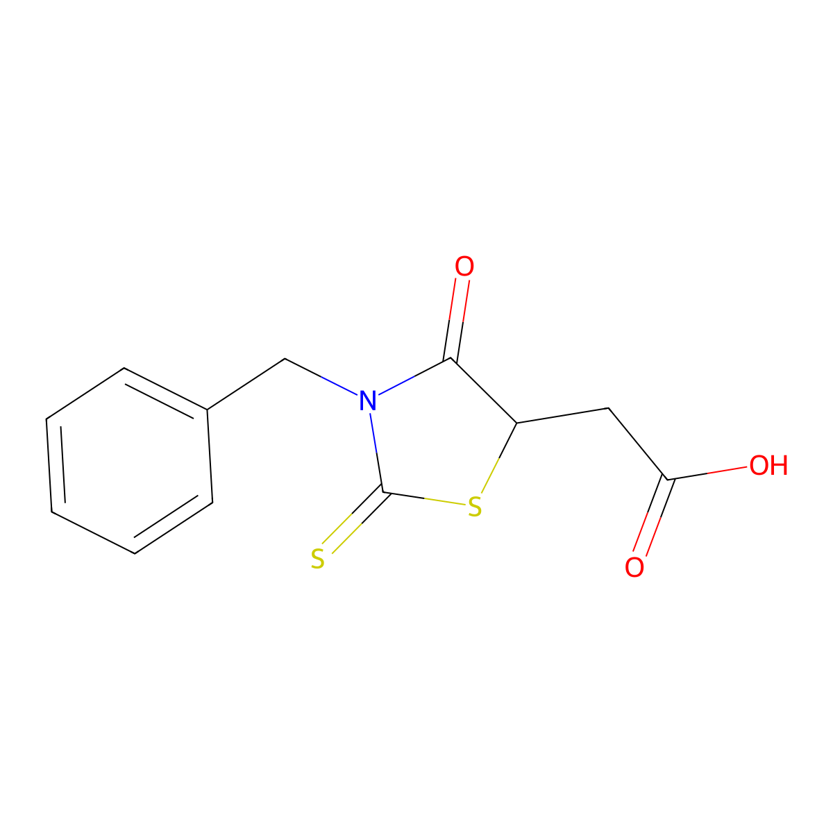 (3-Benzyl-4-oxo-2-thioxo-thiazolidin-5-yl)-acetic acid molecular structure, CAS 5316-84-7