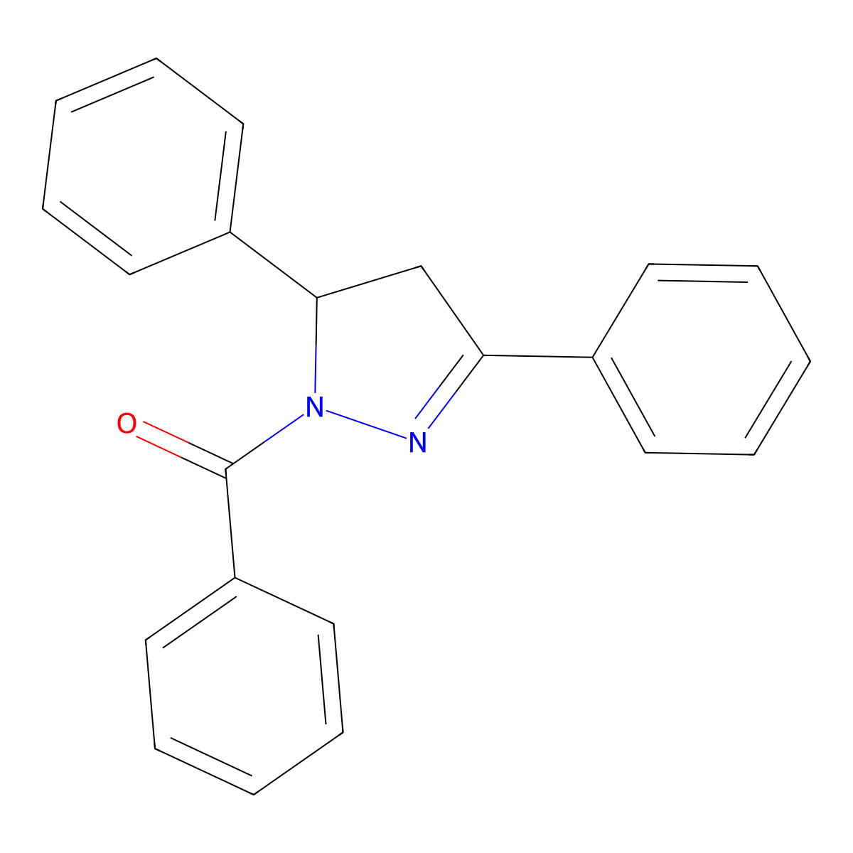 (3,5-diphenyl-4,5-dihydro-1H-pyrazol-1-yl)(phenyl)methanone molecular structure, CAS 5316-97-2