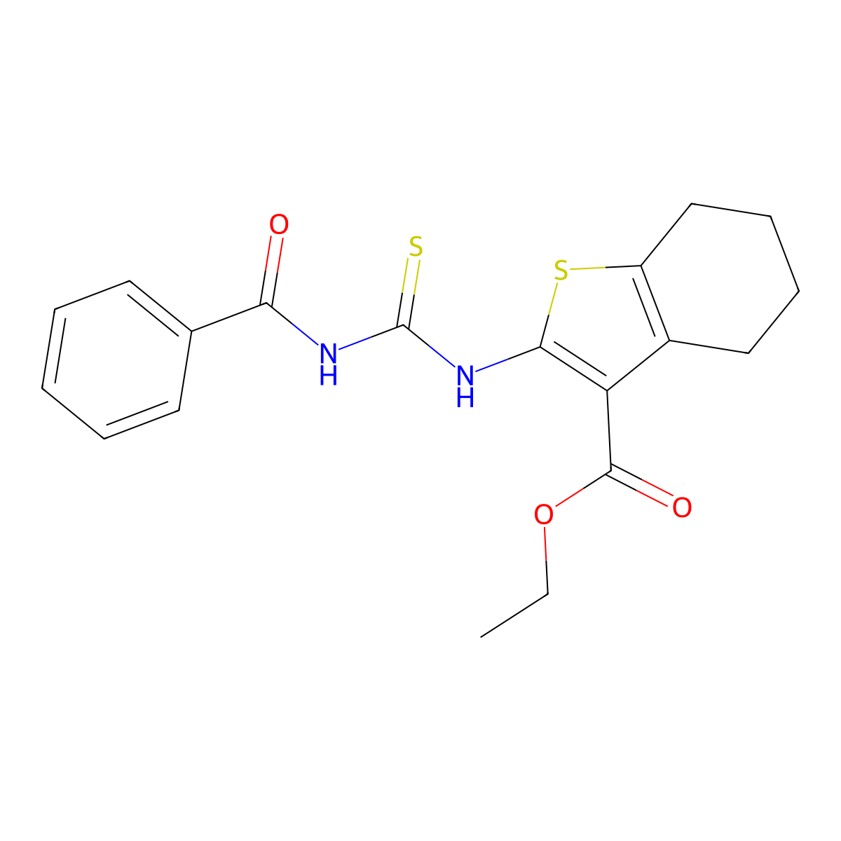 Ethyl 2-(3-benzoylthioureido)-4,5,6,7-tetrahydrobenzo[b]thiophene-3-carboxylate molecular structure, CAS 53162-41-7