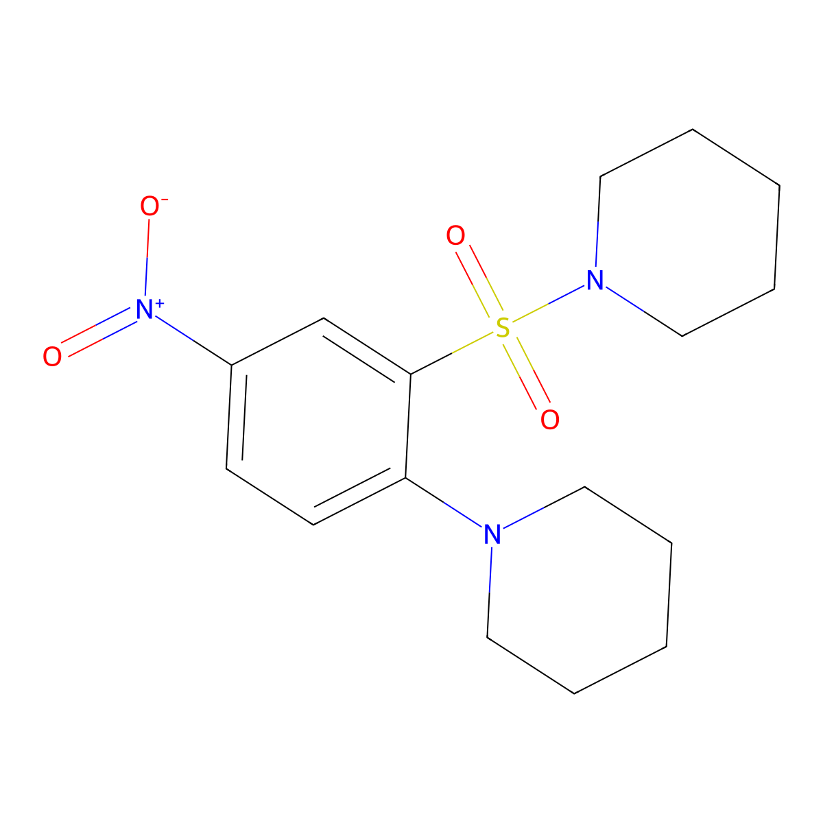 Piperidine, 1-[[5-nitro-2-(1-piperidinyl)phenyl]sulfonyl]- molecular structure, CAS 53162-48-4
