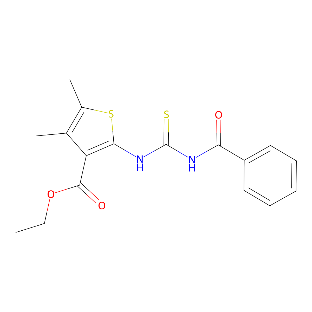2-(3-Benzoyl-thioureido)-4,5-dimethyl-thiophene-3-carboxylic acid ethyl ester molecular structure, CAS 53162-53-1