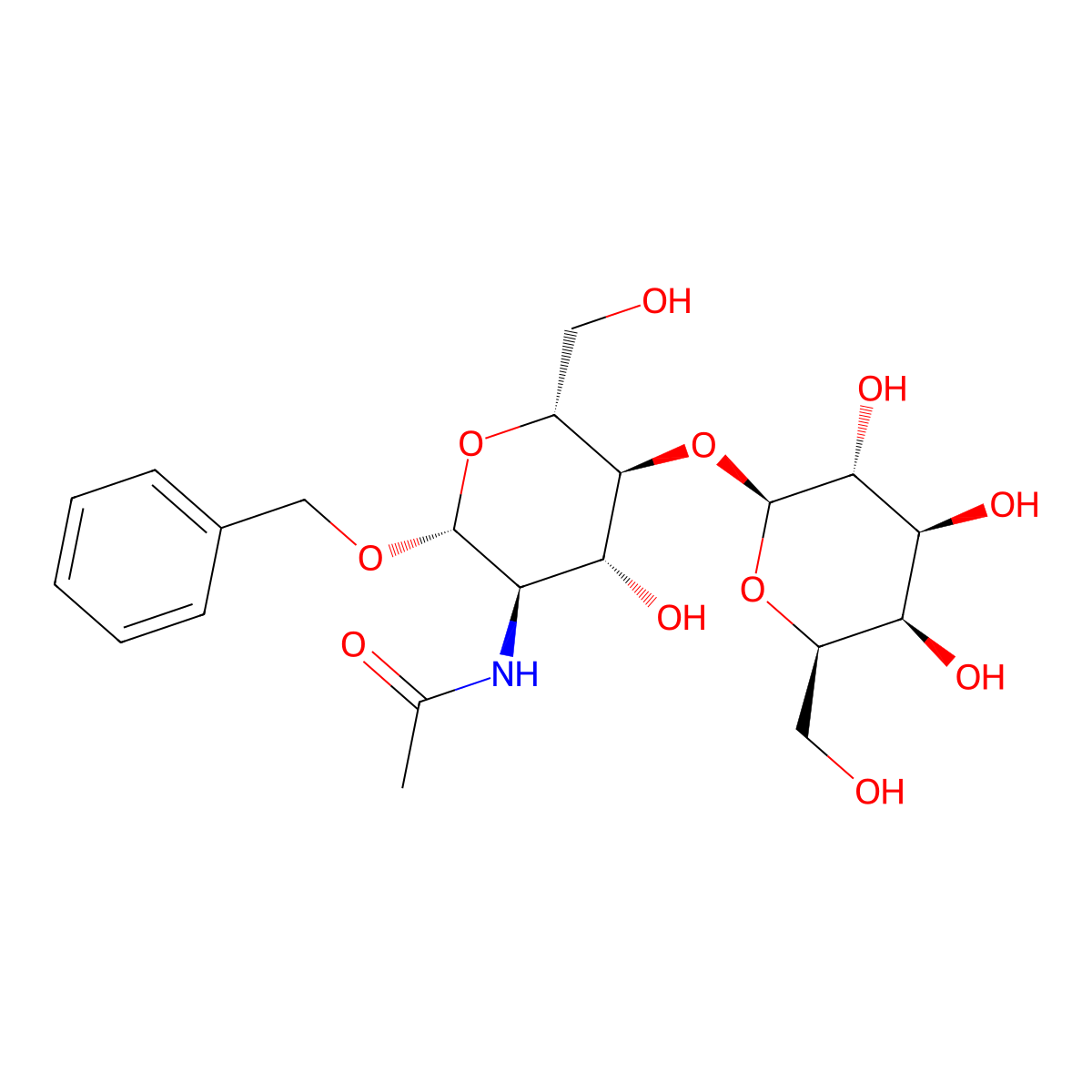 Benzyl 2-acetamido-2-deoxy-4-O-(b-D-galactopyranosyl)-b-D-glucopyranoside molecular structure, CAS 53167-38-7