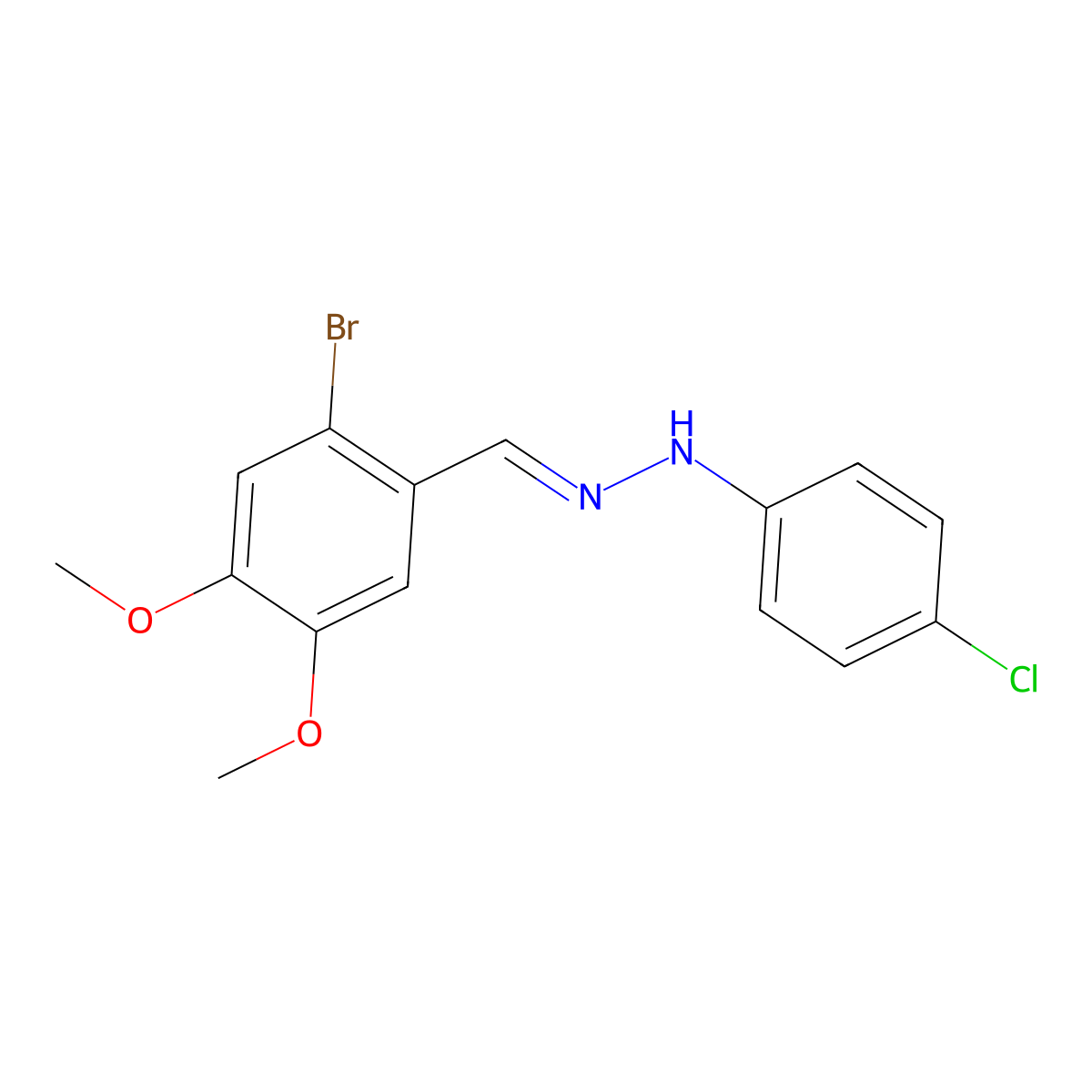 N-[(2-bromo-4,5-dimethoxyphenyl)methylideneamino]-4-chloroaniline molecular structure, CAS 5317-22-6