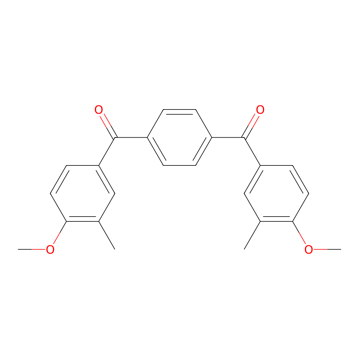 (1,4-Phenylene)bis[(4-methoxy-3-methylphenyl)methanone] molecular structure, CAS 5317-67-9