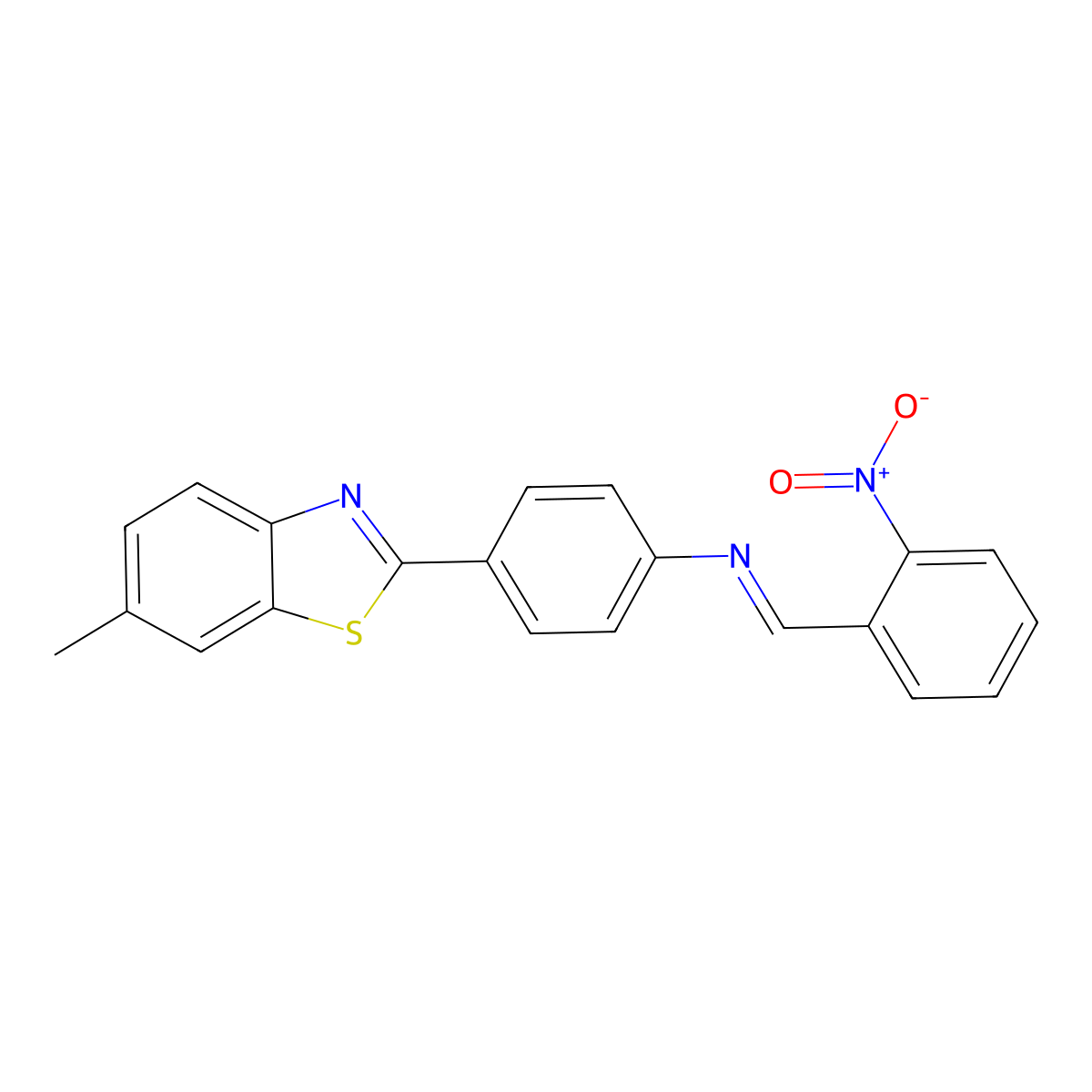 4-(6-methyl-1,3-benzothiazol-2-yl)-N-[(E)-(2-nitrophenyl)methylidene]aniline molecular structure, CAS 5317-77-1