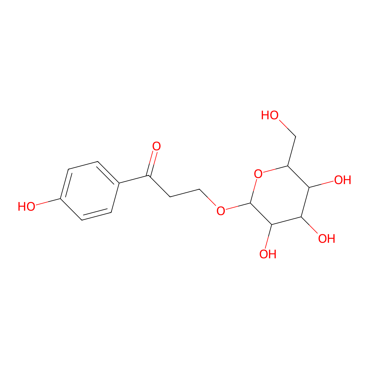 1-(4-Hydroxyphenyl)-3-((2R,3R,4S,5S,6R)-3,4,5-trihydroxy-6-(hydroxymethyl)oxan-2-yl)oxypropan-1-one molecular structure, CAS 53170-92-6