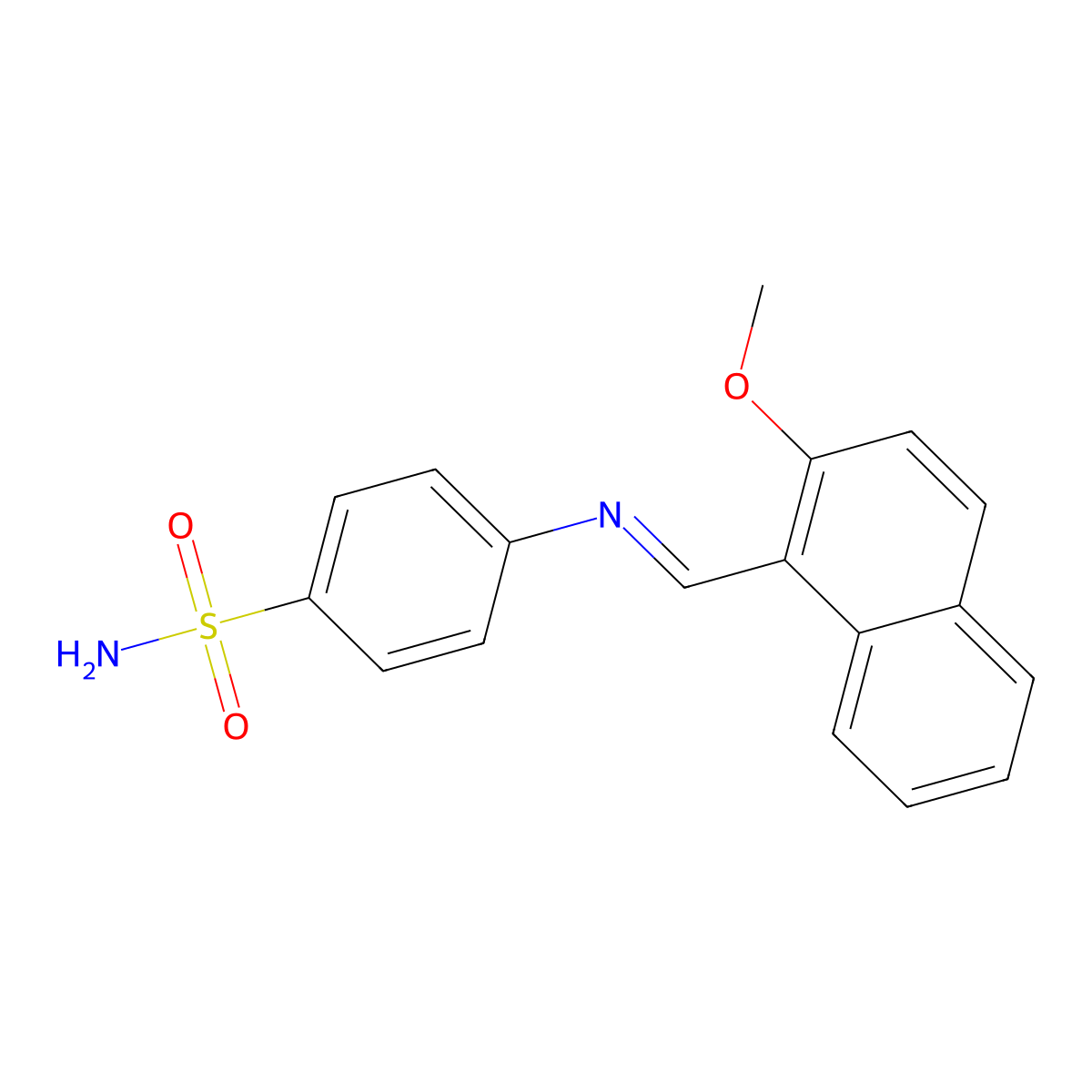 4-[(2-Methoxynaphthalen-1-yl)methylideneamino]benzenesulfonamide molecular structure, CAS 5318-55-8