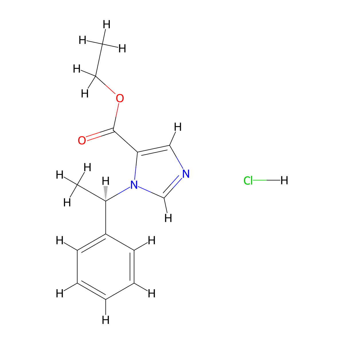 1H-Imidazole-5-carboxylic acid, 1-((1R)-1-phenylethyl)-, ethyl ester, hydrochloride (1:1) molecular structure, CAS 53188-20-8