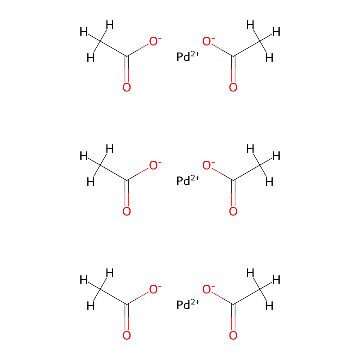 Palladium, hexakis(mu-(acetato-kappaO:kappaO'))tri-, cyclo molecular structure, CAS 53189-26-7