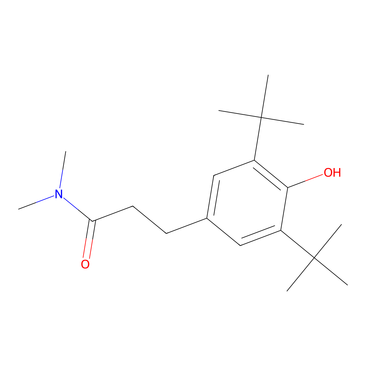 3-(3,5-ditert-butyl-4-hydroxyphenyl)-N,N-dimethylpropanamide molecular structure, CAS 5319-26-6