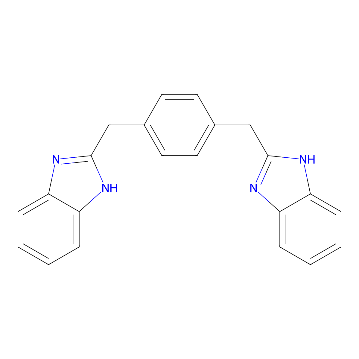 2-[[4-(1H-benzimidazol-2-ylmethyl)phenyl]methyl]-1H-benzimidazole molecular structure, CAS 53193-44-5