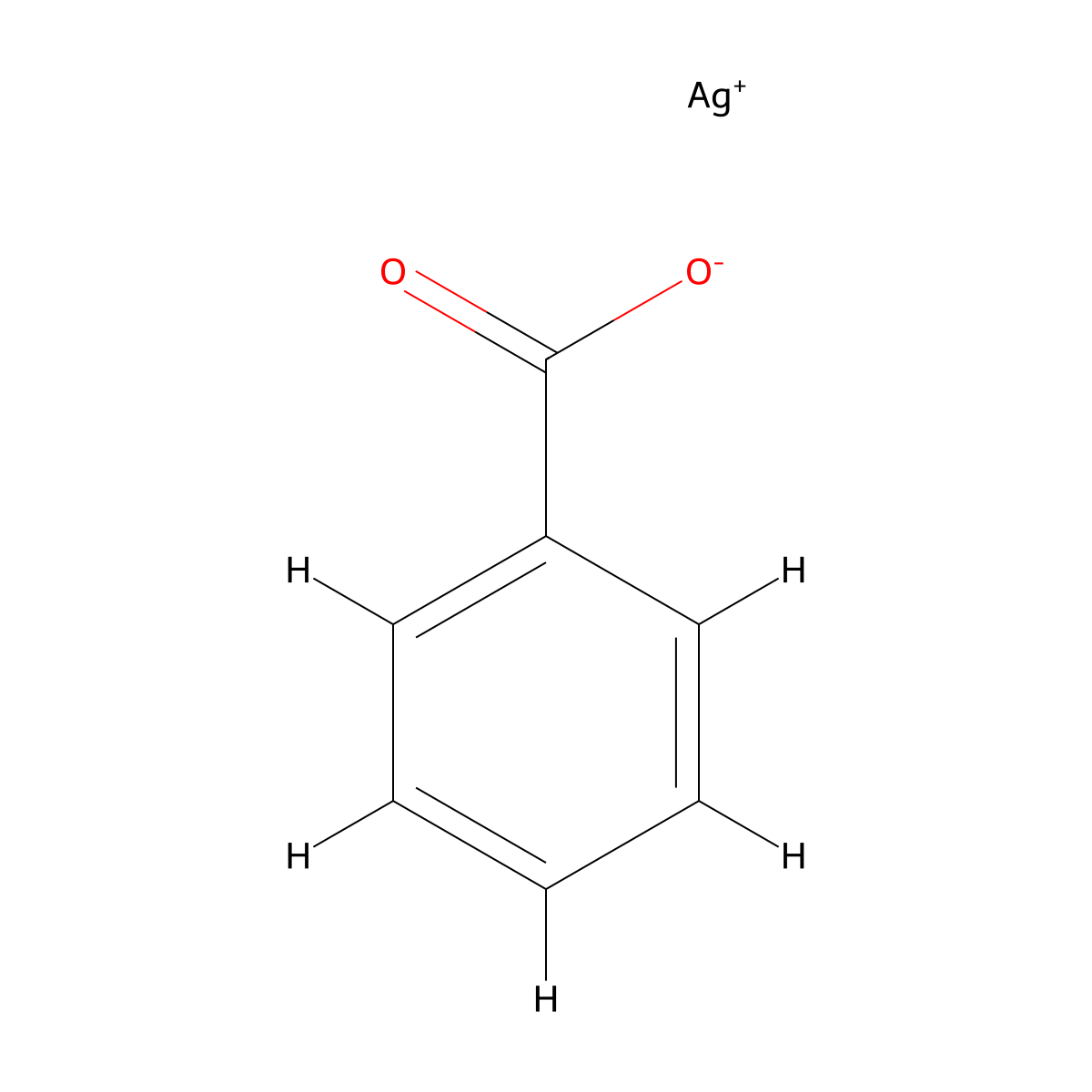 Silver benzoate molecular structure, CAS 532-31-0