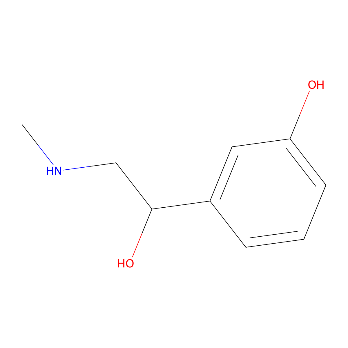 3-Hydroxy-alpha-((methylamino)methyl)benzenemethanol molecular structure, CAS 532-38-7