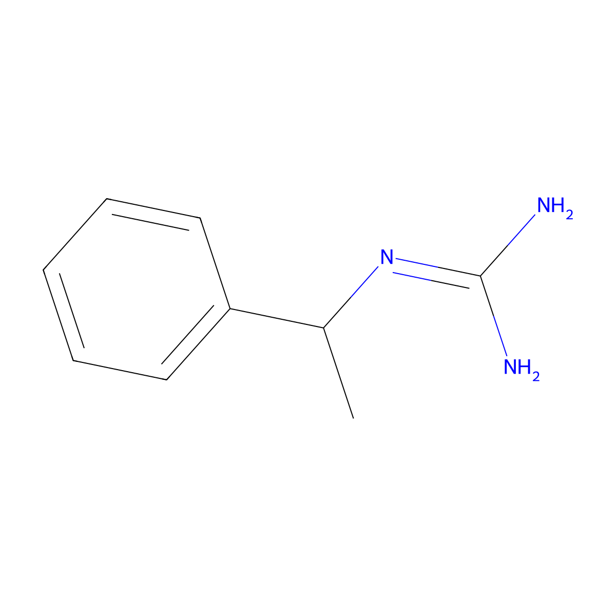 Guanidine, (1-phenylethyl)-, (+)- molecular structure, CAS 532-57-0