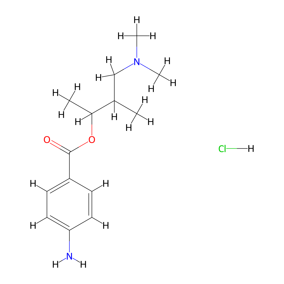 2-Butanol, 4-(dimethylamino)-3-methyl-, 2-(4-aminobenzoate), hydrochloride (1:1) molecular structure, CAS 532-62-7