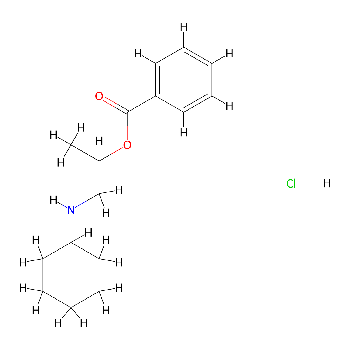 Hexylcaine Hydrochloride molecular structure, CAS 532-76-3