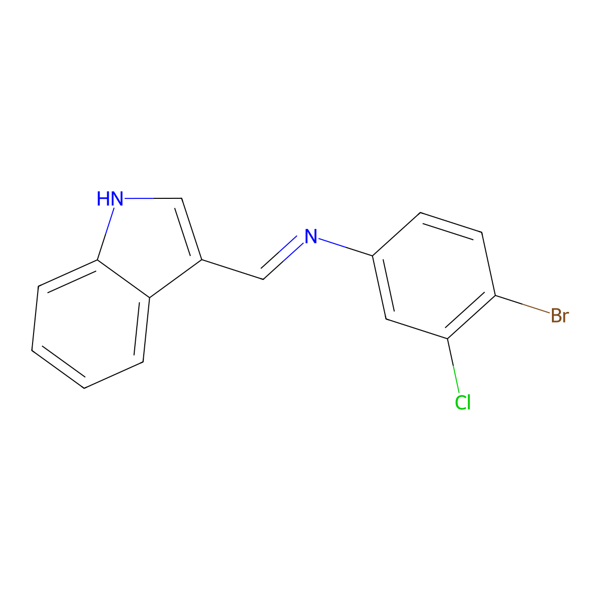 4-bromo-3-chloro-N-(1H-indol-3-ylmethylene)aniline molecular structure, CAS 5320-03-6