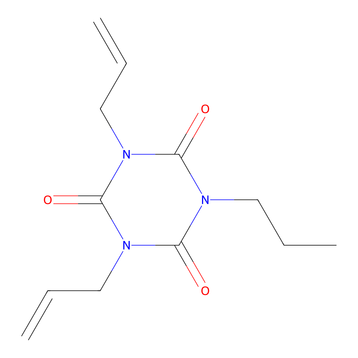 Diallyl Propyl Isocyanurate (stabilized with BHT) molecular structure, CAS 5320-25-2