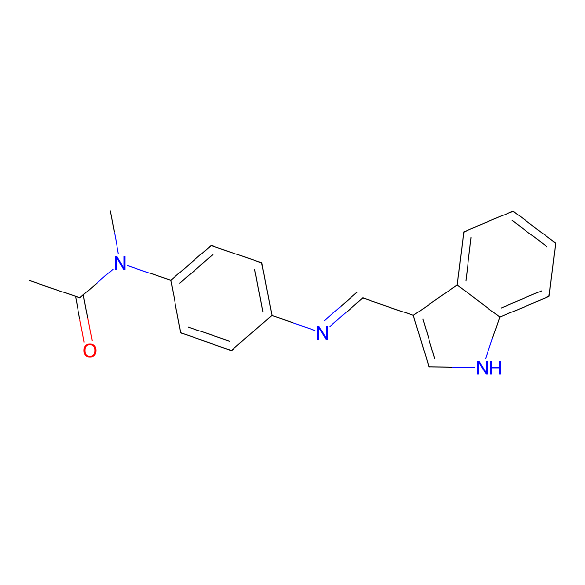 N-{4-[(1H-indol-3-ylmethylene)amino]phenyl}-N-methylacetamide molecular structure, CAS 5320-30-9