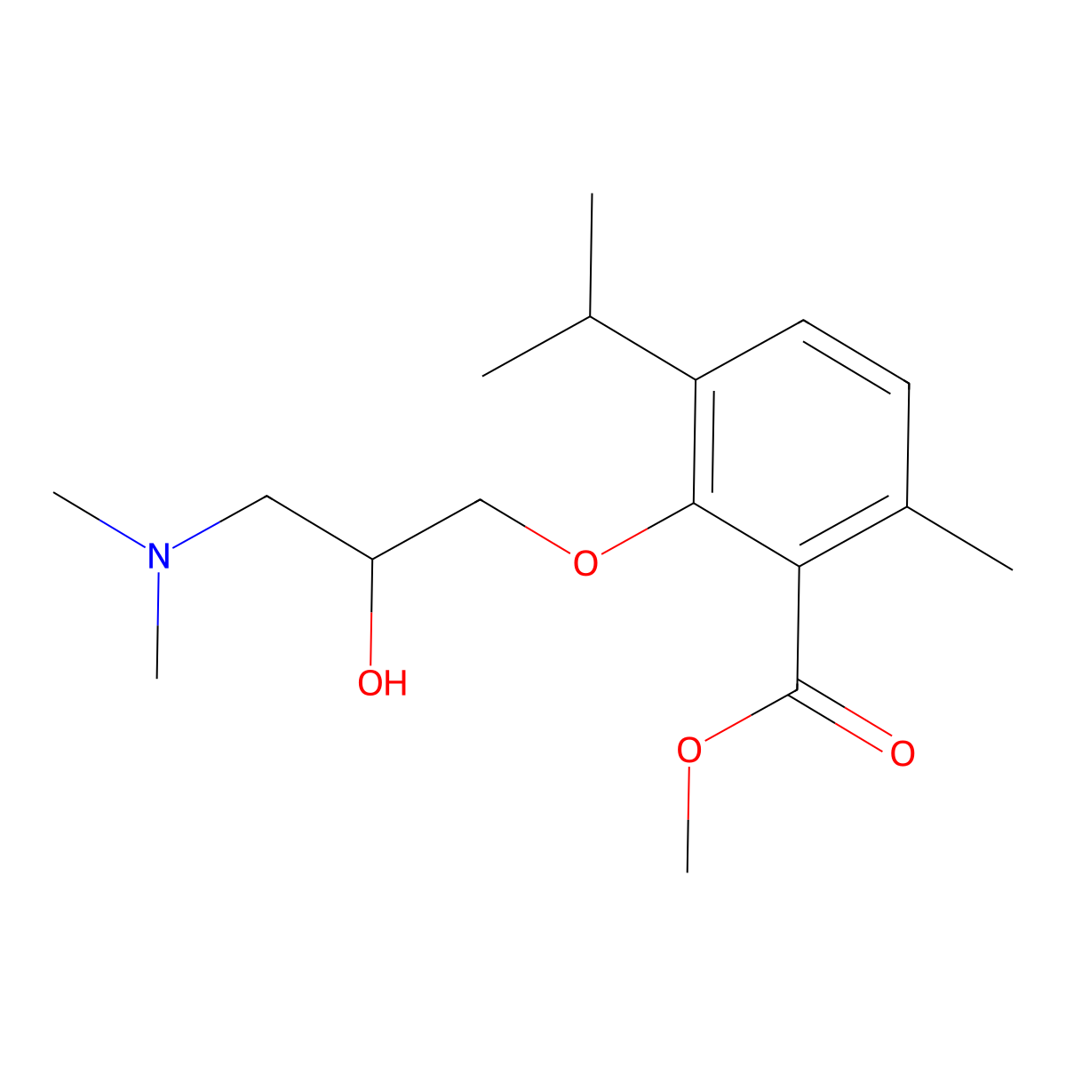 p-Cymene-2-carboxylic acid, 3-(2-hydroxy-3-(dimethylamino)propoxy)-, methyl ester molecular structure, CAS 53206-82-9