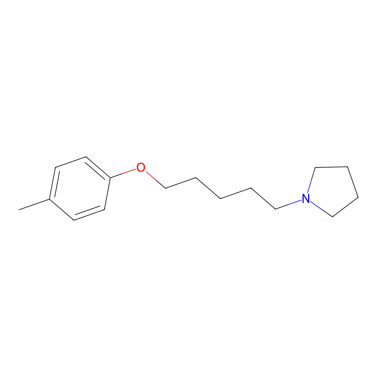 1-[5-(4-Methylphenoxy)pentyl]pyrrolidine molecular structure, CAS 5321-15-3
