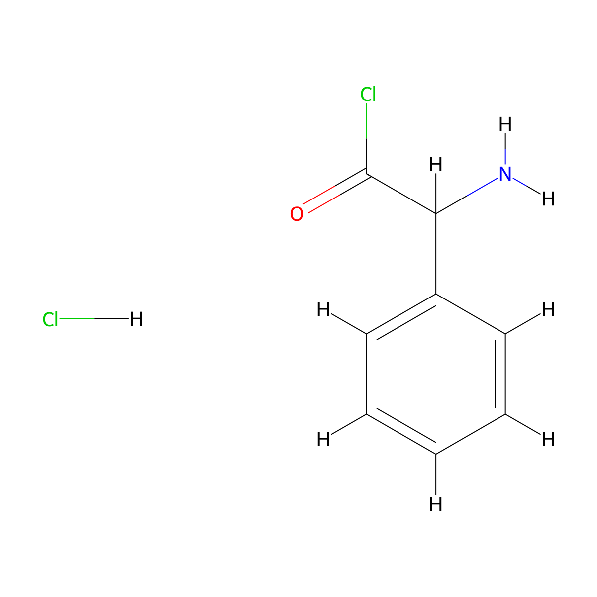 Benzeneacetyl chloride, alpha-amino-, hydrochloride (1:1), (alphaS)- molecular structure, CAS 5321-31-3