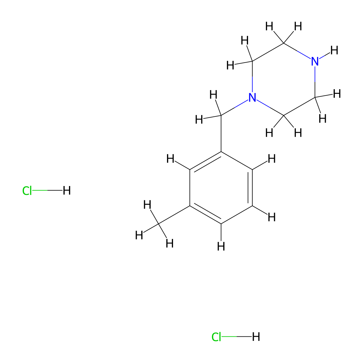 1-(m-Methylbenzyl)piperazine dihydrochloride molecular structure, CAS 5321-61-9