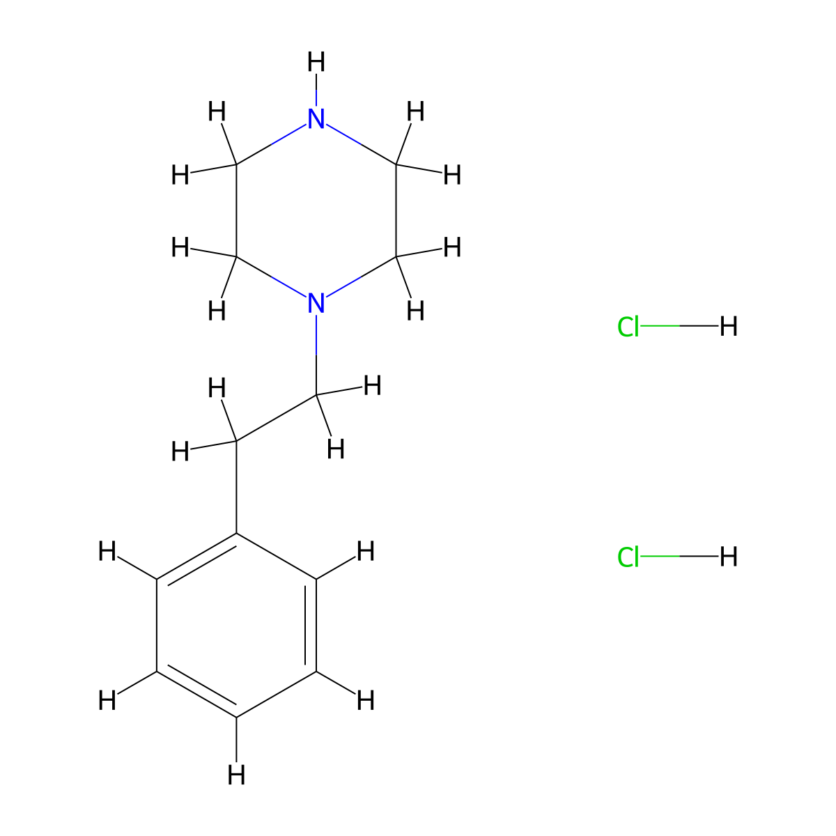 1-Phenethylpiperazine dihydrochloride molecular structure, CAS 5321-62-0