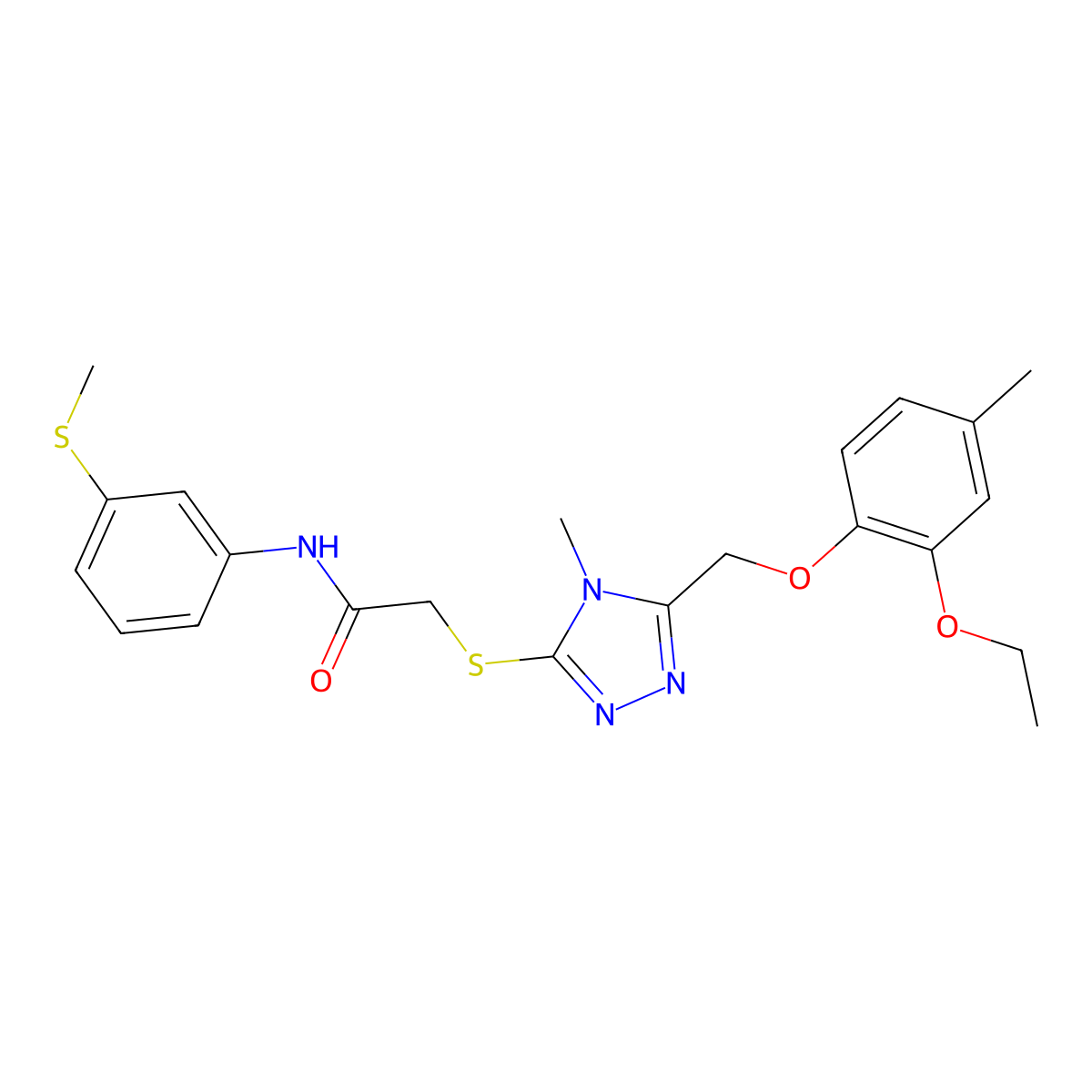 2-[[5-[(2-ethoxy-4-methylphenoxy)methyl]-4-methyl-1,2,4-triazol-3-yl]sulfanyl]-N-(3-methylsulfanylphenyl)acetamide molecular structure, CAS 5321-67-5