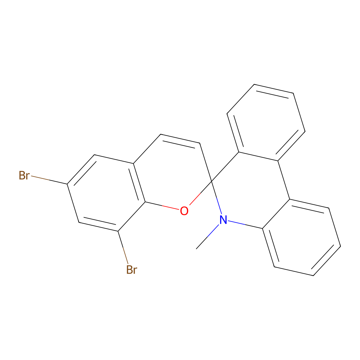 6,8-dibromo-5'-methyl-5'H-spiro[chromene-2,6'-phenanthridine] molecular structure, CAS 5321-73-3