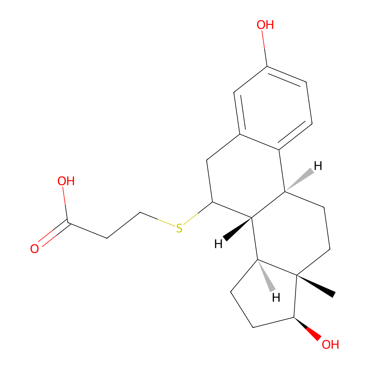 3-(((8R,9S,13S,14S,17S)-3,17-dihydroxy-13-methyl-7,8,9,11,12,13,14,15,16,17-decahydro-6H-cyclopenta[a]phenanthren-7-yl)thio)propanoic acid molecular structure, CAS 53212-83-2