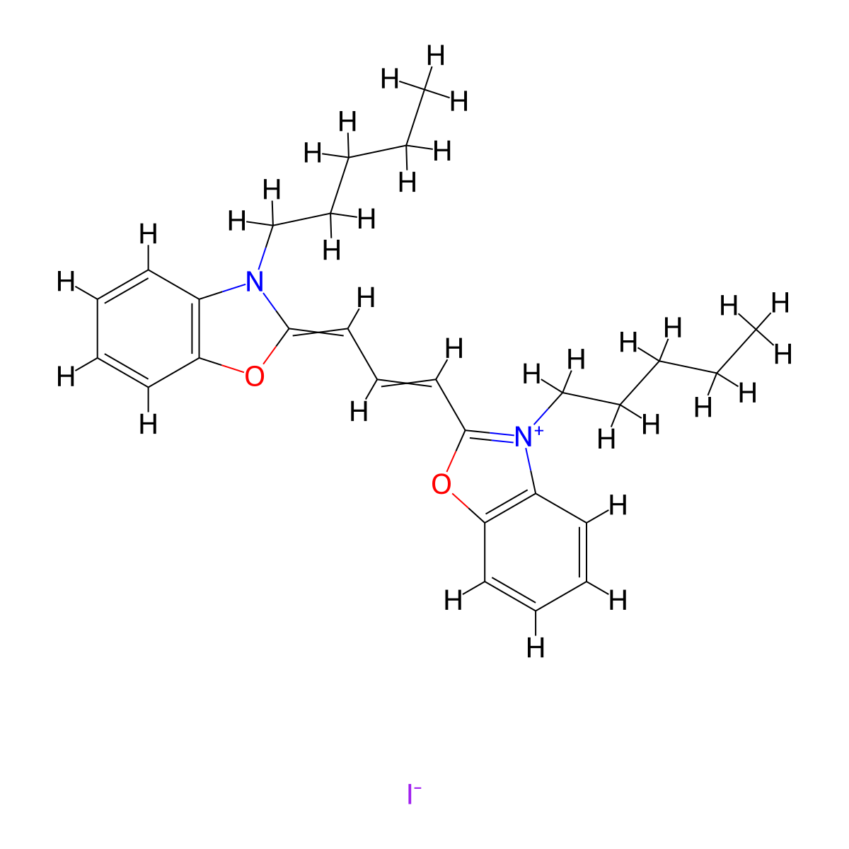 3,3'-Di-n-pentyloxacarbocyanine (iodide) molecular structure, CAS 53213-81-3