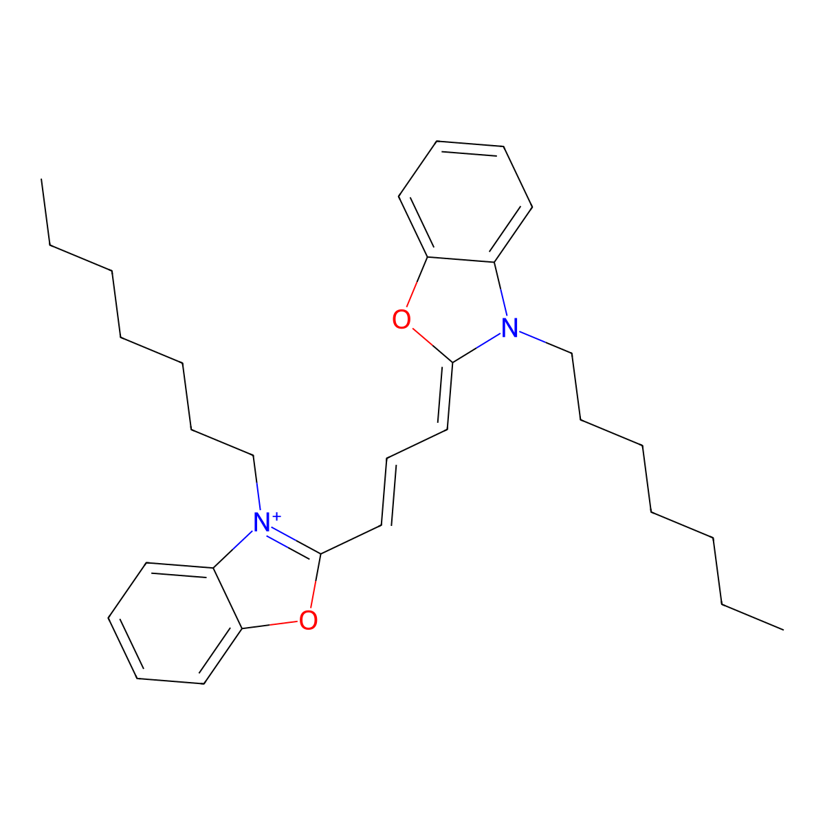 3,3'-Diheptyloxycarbocyanine molecular structure, CAS 53213-83-5