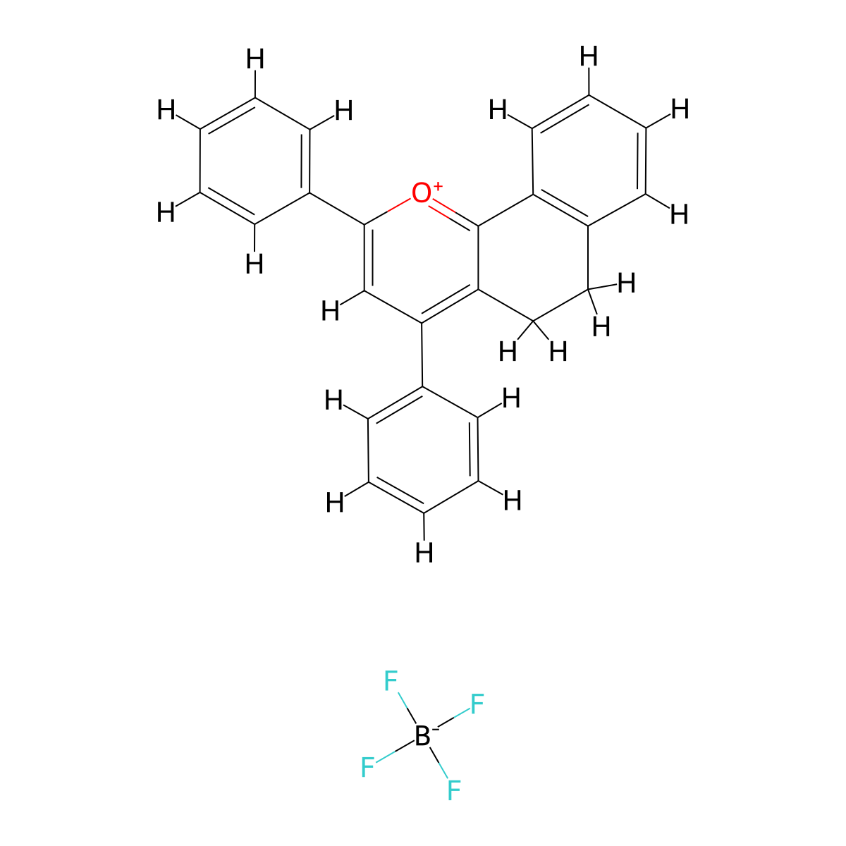 Naphtho(1,2-b)pyrylium, 5,6-dihydro-2,4-diphenyl-, tetrafluoroborate(1-) (1:1) molecular structure, CAS 53217-64-4