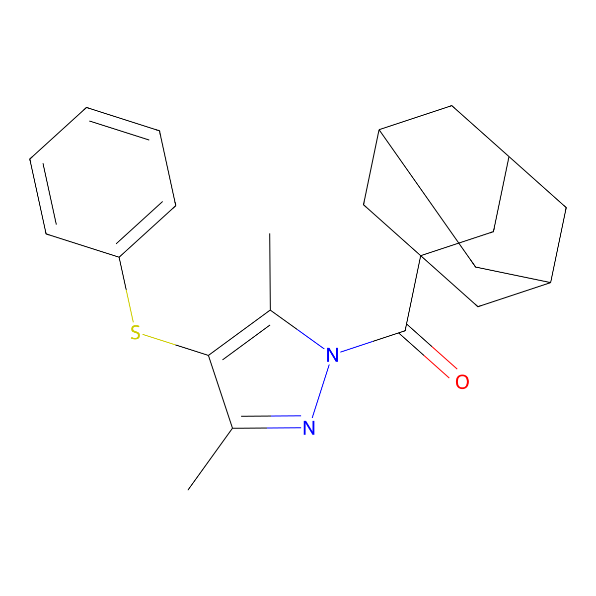 1-(1-Adamantylcarbonyl)-3,5-dimethyl-4-(phenylsulfanyl)-1H-pyrazole molecular structure, CAS 5322-27-0