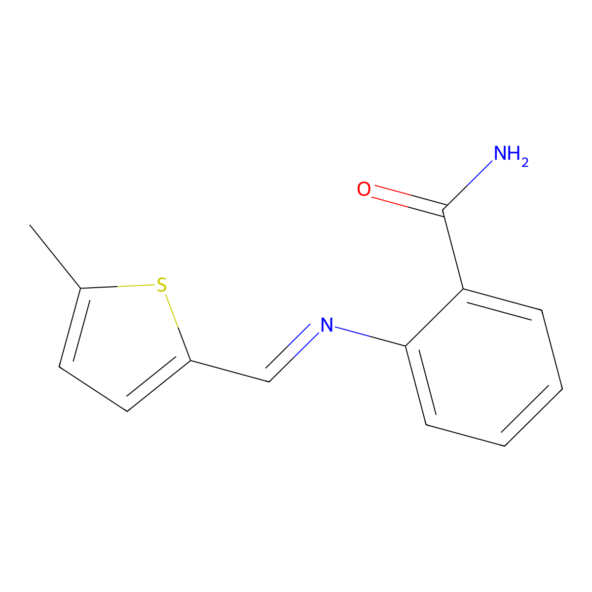 2-[(5-Methylthiophen-2-yl)methylideneamino]benzamide molecular structure, CAS 5322-77-0