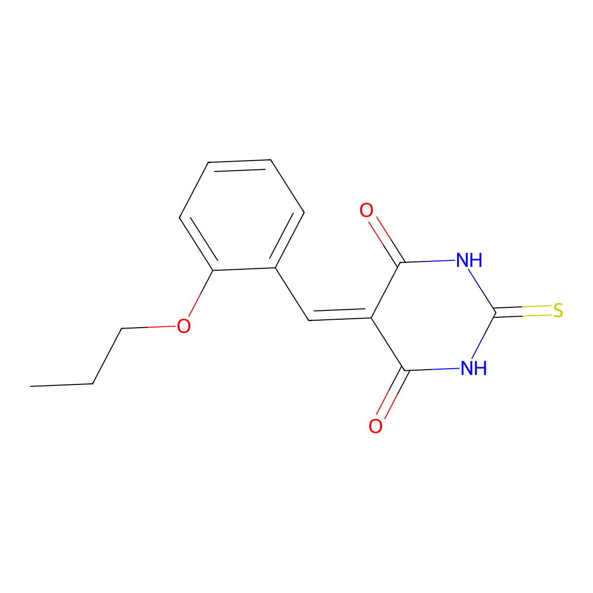 5-[(2-Propoxyphenyl)methylidene]-2-sulfanylidene-1,3-diazinane-4,6-dione molecular structure, CAS 5322-84-9